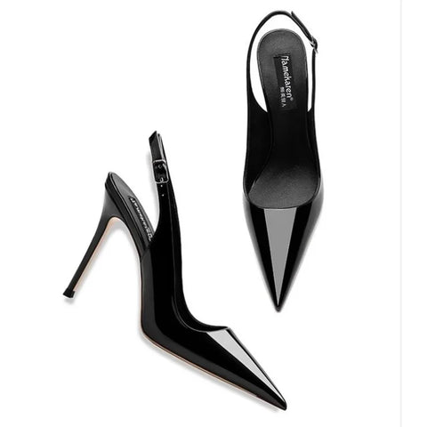 Clevvets Women Shoes Ultra-high Heels Pointed Sandals 2025 Elegant Summer Patent Leather Suspender High Heels Trendy Dress Banquet Women's Shoes