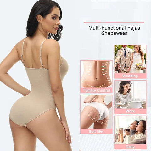 LANFEI Women Body Shapers Strap Bodysuits Compression Body Suits Open Crotch Shapewear Slimming Bodysuit