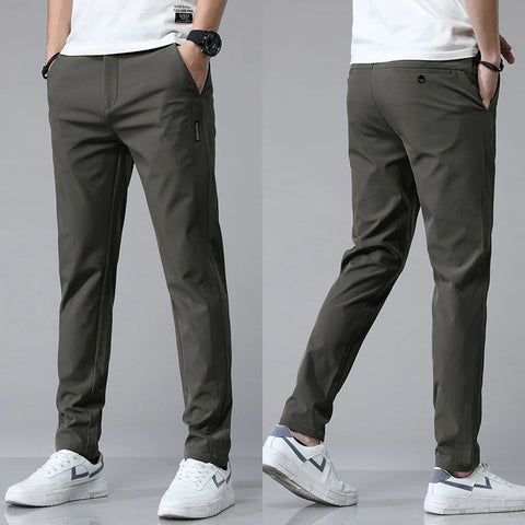 Clevvets Pants Spring Summer Ultra-thin Men's Stretch Slim Straight Casual Pants High Quality Fashion Breathable Golf Sports Trousers