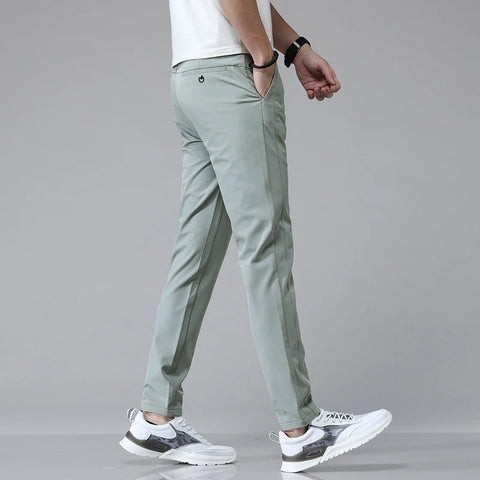 Clevvets Pants Spring Summer Ultra-thin Men's Stretch Slim Straight Casual Pants High Quality Fashion Breathable Golf Sports Trousers