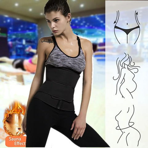 Clevvets Waist belts Waist Trainer Slimming Body Shaper Fitness Belt Weight Loss Fat Burning Sport Girdle Sweat Trimmer Workout Cincher Shapewear