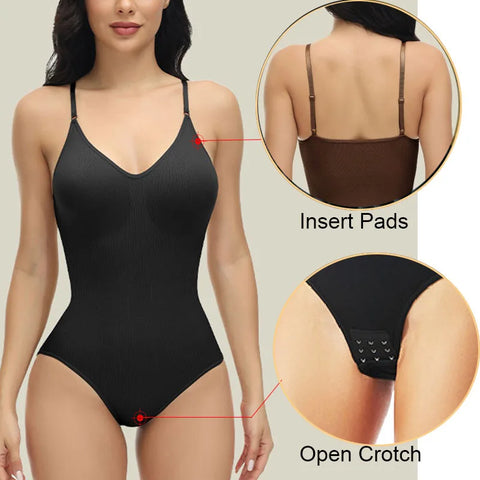 LANFEI Women Body Shapers Strap Bodysuits Compression Body Suits Open Crotch Shapewear Slimming Bodysuit