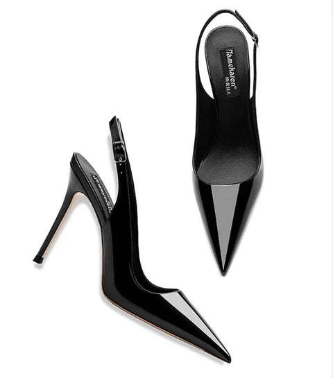 Clevvets Women Shoes Ultra-high Heels Pointed Sandals 2025 Elegant Summer Patent Leather Suspender High Heels Trendy Dress Banquet Women's Shoes