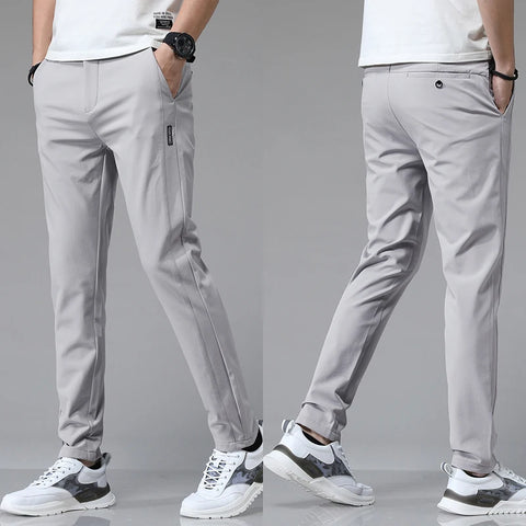 Clevvets Pants Spring Summer Ultra-thin Men's Stretch Slim Straight Casual Pants High Quality Fashion Breathable Golf Sports Trousers