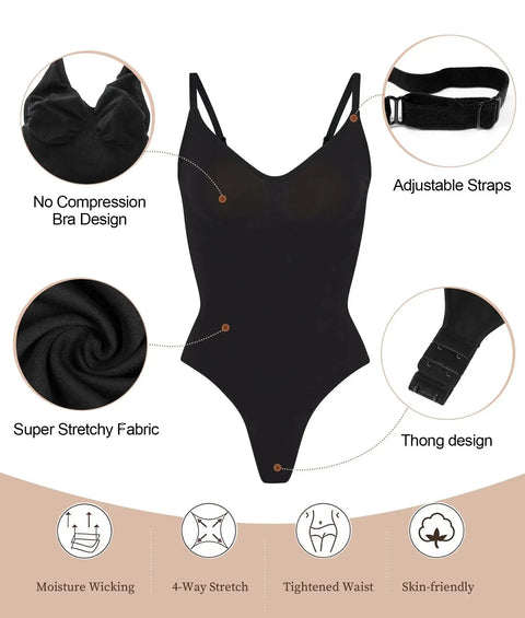 LANFEI Women Body Shapers Strap Bodysuits Compression Body Suits Open Crotch Shapewear Slimming Bodysuit