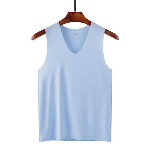 LANFEI Men's Anti-sweat Underclothing Underwears Undershirts Summer Vest Men Traceless Ice Silk Tank Top Slim Fit Sports Fitness Sleeveless Breathable Singlet