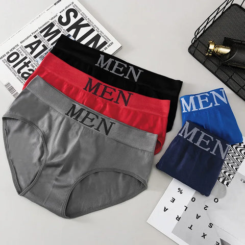LANFEI Men's Briefs Underwear Sexy Man Panties MEN Letter Underpants Breathable Comfortable Male Bikini Shorts Black Blue Red