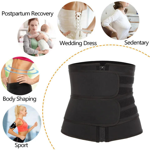 Clevvets Waist belts Waist Trainer Slimming Body Shaper Fitness Belt Weight Loss Fat Burning Sport Girdle Sweat Trimmer Workout Cincher Shapewear