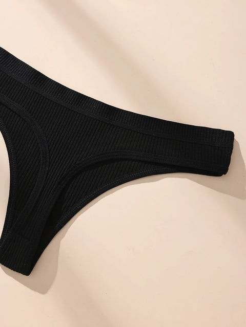 Clevvets Thong Underwear Women Cotton Thongs Panties Striped Underwear Sexy Underpants Black Panty Soft G-Strings Plus Size Tanga Female Lingerie