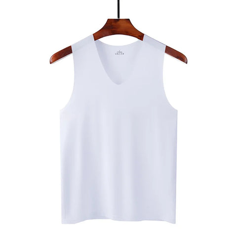 LANFEI Men's Anti-sweat Underclothing Underwears Undershirts Summer Vest Men Traceless Ice Silk Tank Top Slim Fit Sports Fitness Sleeveless Breathable Singlet
