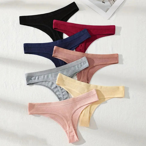 Clevvets Thong Underwear Women Cotton Thongs Panties Striped Underwear Sexy Underpants Black Panty Soft G-Strings Plus Size Tanga Female Lingerie