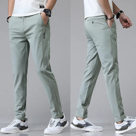 Clevvets Pants Spring Summer Ultra-thin Men's Stretch Slim Straight Casual Pants High Quality Fashion Breathable Golf Sports Trousers