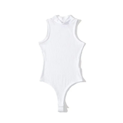 LANFEI Women Bodysuit Sexy Backless Ribbed Bodysuit Romper String Femme Sexy Sleeveless Tank Top Gloved Bodysuit Body Female