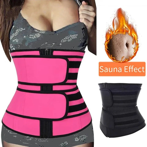 Clevvets Waist belts Waist Trainer Slimming Body Shaper Fitness Belt Weight Loss Fat Burning Sport Girdle Sweat Trimmer Workout Cincher Shapewear