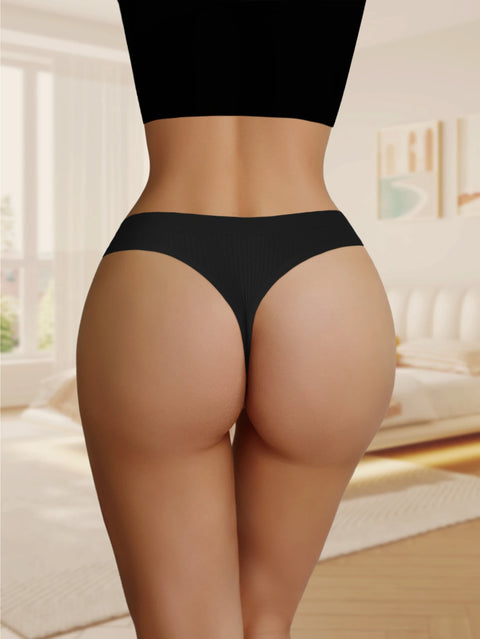 Clevvets Thong Underwear Women Cotton Thongs Panties Striped Underwear Sexy Underpants Black Panty Soft G-Strings Plus Size Tanga Female Lingerie