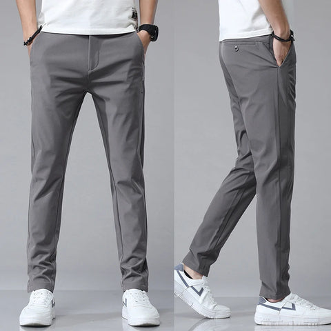 Clevvets Pants Spring Summer Ultra-thin Men's Stretch Slim Straight Casual Pants High Quality Fashion Breathable Golf Sports Trousers