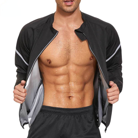 Sauna Jacket for Men Sweat Top Weight Loss Suit Slimming Body Shaper Fat Burner Gym Exercise Sport Workout Fitness by NINGMI