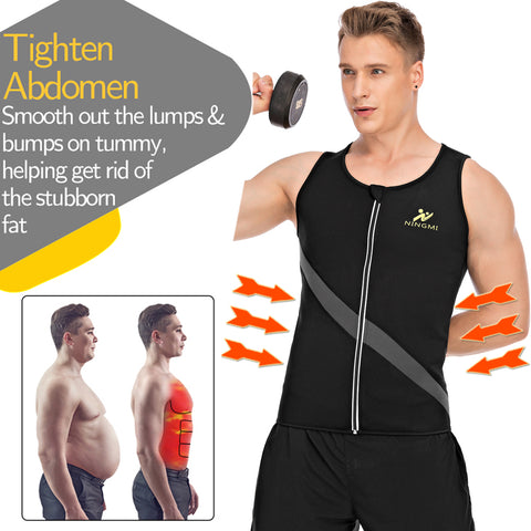 Mens Neoprene Sweat Slimming Tops Waist Trainer Compression Vest Hot Workout Gym Weight Loss Body Shaper Sauna Shapewear by NINGMI