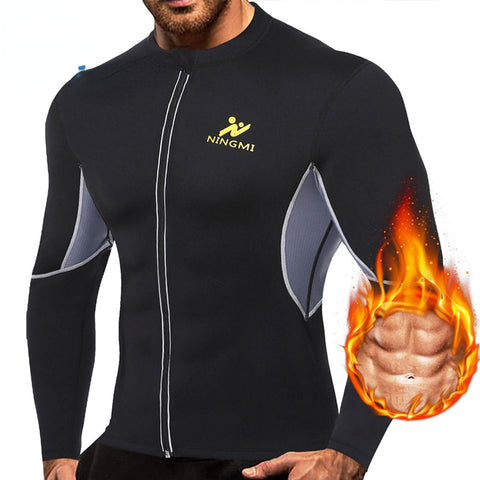 Yoga Top Men HOT Shirts Sport Jacket with Long Sleeve Fitness Tight Weight Loss Neoprene Sauna Waist Trainer Body Shapers by NINGMI