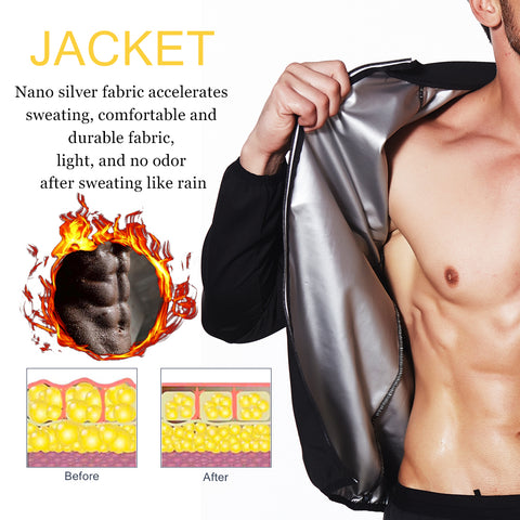 Men Waist Trainer Tops Hot Sweat Sauna Slimming Corset Body Shaper Weight Loss Zipper Top Fitness Shirt Jacket Shapewear by NINGMI
