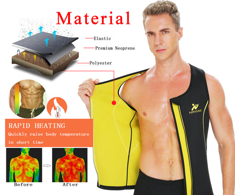 Slimming Waist Trainer Vest Mens Hot Neoprene Workout Gym Weight Loss Shapewear Body Shaper Sauna Sweat Corset Shirt Tops by NINGMI