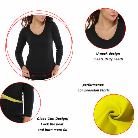 Neoprene Fitness Sports Long Sleeve Shirt Women Sweat Sauna Body Shaper Slim Jacket Suits Workout Training Clothes Tops by NINGMI