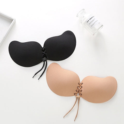 NINGMI 1/2 Pair Invisible Silicone Adhesive Bras for Women Adhesive Strapless Push Up Bralette Seamless Backless Fly Bra Sexy Lingerie