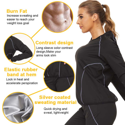 Seamless Sauna Shirt Women Body Shaper Waist Trainer Corset Long Sleeve Slimming Shirts Gym Workout Run Vest Sportswear by NINGMI