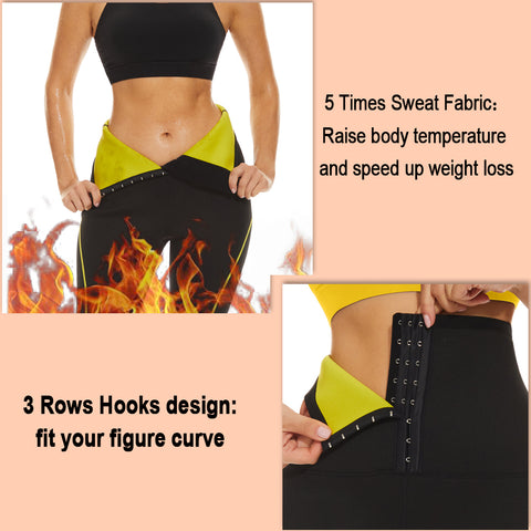 Neoprene Sauna Pants Weight Loss Women Sweating Leggings Waist Trainer Workout Hight Waisted Shapewear Trouser with Hook by NINGMI