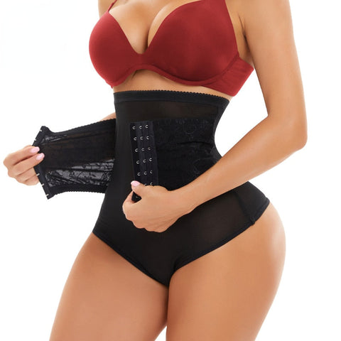 Women High Waist Girdle Thong Panty Shaper Tummy Control Hook Panties Slimming Body Shapers Mesh Sheath Belly Underwear by NINGMI