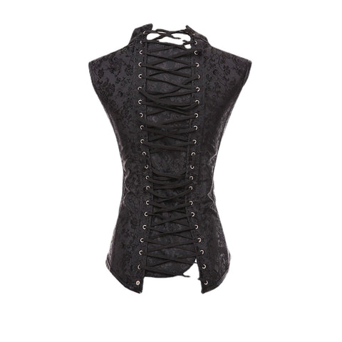 NINGMI Black Gothic Bustiers Steampunk Corset Goth Clothes Women Plus Size Underbust Lace Up Sexy Bustier