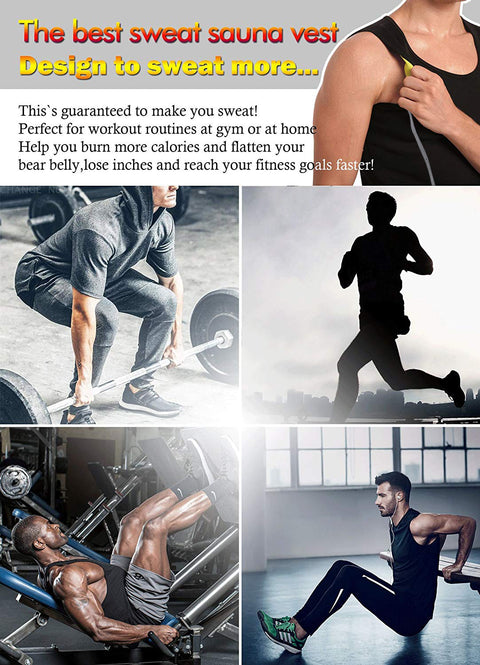 Mens Sauna Sweat Suits Gym Body Shaper Slimming Underwear Waist Trainer Corsets Fitness Vest Underwear Fat Burner Workout by NINGMI
