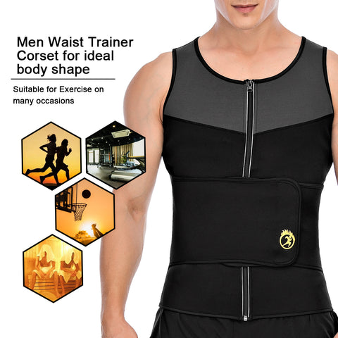 Sports Vet  Mens Slimming Belt Fitness Waist Trainer Tights Weight Loss Neoprene Sauna Body Shaper Tank Top by NINGMI