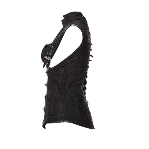 NINGMI Black Gothic Bustiers Steampunk Corset Goth Clothes Women Plus Size Underbust Lace Up Sexy Bustier
