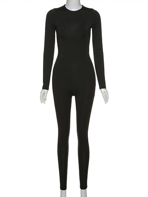 NINGMI Autumn Women Sexy Winter Jumpsuit Streetwear Long Sleeve Bodycon Solid Sport Fitness Overalls For Women