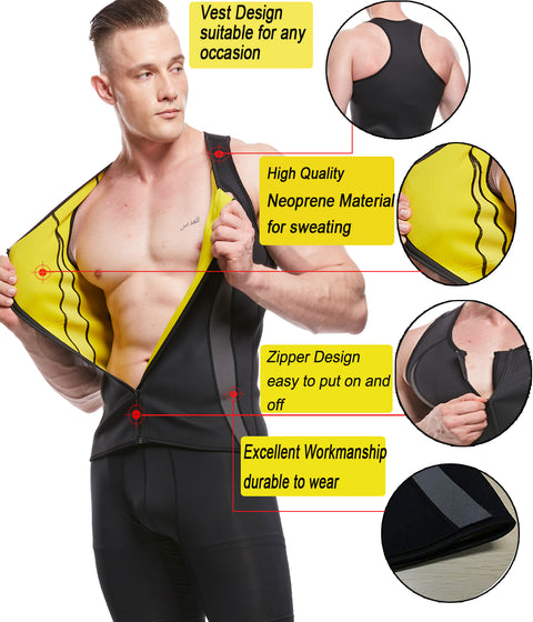 Mens Gym Body Vest Slimming Shirt Underwear Waist Trainer Sauna Sweat Suits Belt Sweat Cinchers Shapewear for Weight Loss by NINGMI