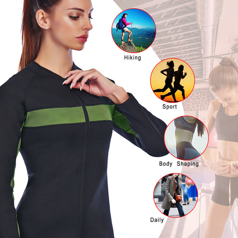Hot Sweat Body Shaper Yoga Shirt for Woman Sauna Sports Neoprene Slim Jacket Top Workout Waist Trainer Long Sleeve Shirts by NINGMI