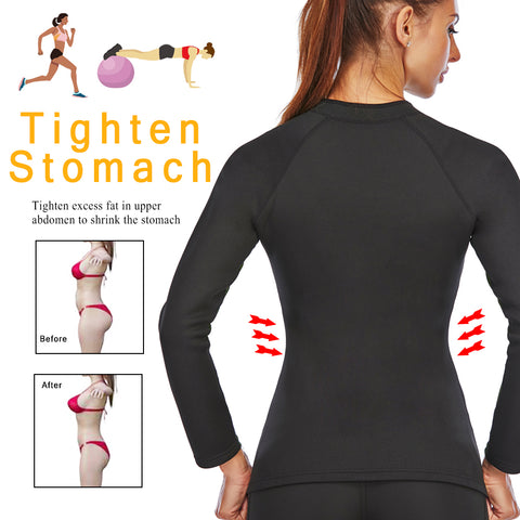 Hot Sweat Body Shaper Yoga Shirt for Woman Sauna Sports Neoprene Slim Jacket Top Workout Waist Trainer Long Sleeve Shirts by NINGMI