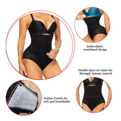Hi-waisted Postpartum Body Shaper Plus Size Lingere Women Waist Trainer Lace Butt Sahpers Intimates Weight Loss Panties by NINGMI
