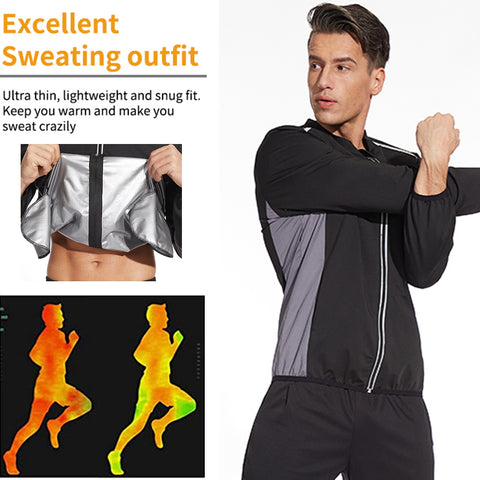 Zipper Sauna Shirt for Men Hot Sweat Suit Shapewear Body Shaper Sauna Top Workout Tummy Fat Burn Corset Training Tops by NINGMI