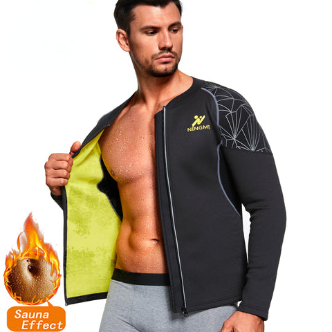 Sauna Shirt for Men Hot Sweat Suit Shapewear Body Shaper Sauna Top Workout for Tummy Fat Burn Corset Training Tops Zipper by NINGMI