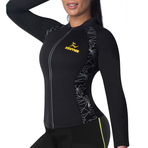 Slimming Sauna Body Shaper Sports Suit Shirts for Women Hot Sweat Neoprene Workout Tops Waist Trainer Zipper Shapewear by NINGMI