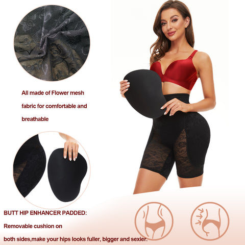 NINGMI Women High Waist Body Shaper Buttock Panties Booty Pad Slimming Seamless Butt Lifter Strap Sexy Hip Shapewear