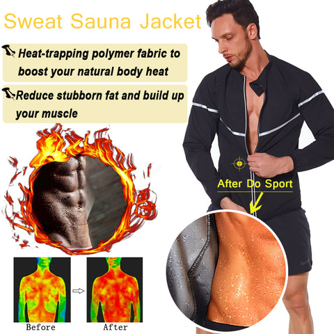 Men Waist Trainer Tops Hot Sweat Sauna Slimming Corset Body Shaper Weight Loss Zipper Top Fitness Shirt Jacket Shapewear by NINGMI