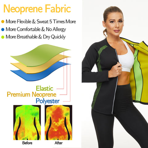 Women Shapewear Sauna Shirt  for Weight Loss Waist Trainer Sweat Shirt Fitness Body Shaper Fat Burning Sauna Jecket by NINGMI