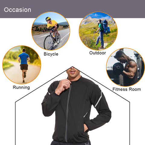 Sauna Jacket for Men Sweat Top Weight Loss Suit Slimming Body Shaper Fat Burner Gym Exercise Sport Workout Fitness by NINGMI
