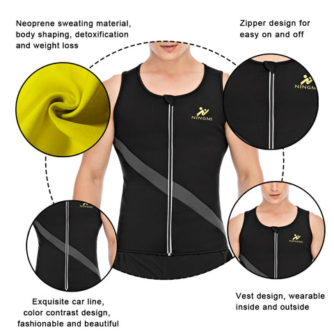 Mens Neoprene Sweat Slimming Tops Waist Trainer Compression Vest Hot Workout Gym Weight Loss Body Shaper Sauna Shapewear by NINGMI