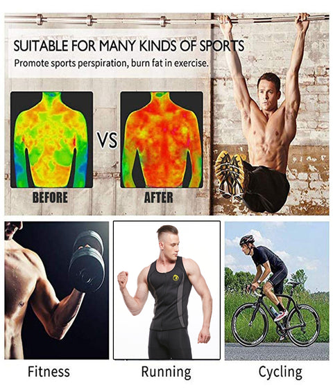 Mens Gym Body Vest Slimming Shirt Underwear Waist Trainer Sauna Sweat Suits Belt Sweat Cinchers Shapewear for Weight Loss by NINGMI
