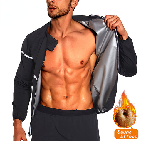 Men Waist Trainer Tops Hot Sweat Sauna Slimming Corset Body Shaper Weight Loss Zipper Top Fitness Shirt Jacket Shapewear by NINGMI