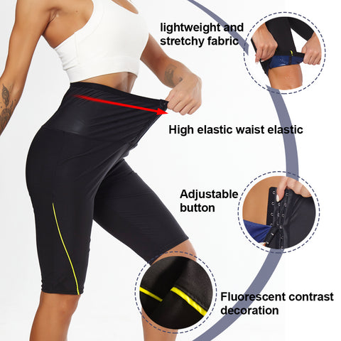 Sweat Leggings Shapers Hot Sauna Slimming Women Fitness Pant Workout Gym Short Shapewear Waist Trainer Trousers with Hook by NINGMI